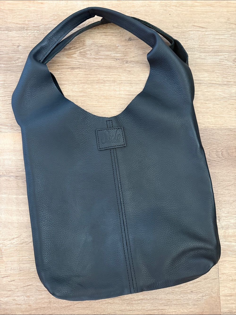 Sseko Black Pebbled Leather Hobo Tote